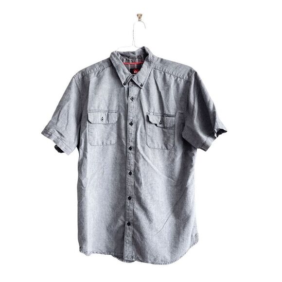Quiksilver Mens Short Sleeve Button-Down Shirt Gray Size XL - Picture 1 of 7
